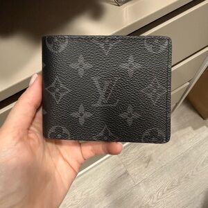 Louis Vuitton Monogram Eclipse Compact Bi-Fold Wallet in Black & Gray